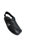 Black Textured Leather Chappal