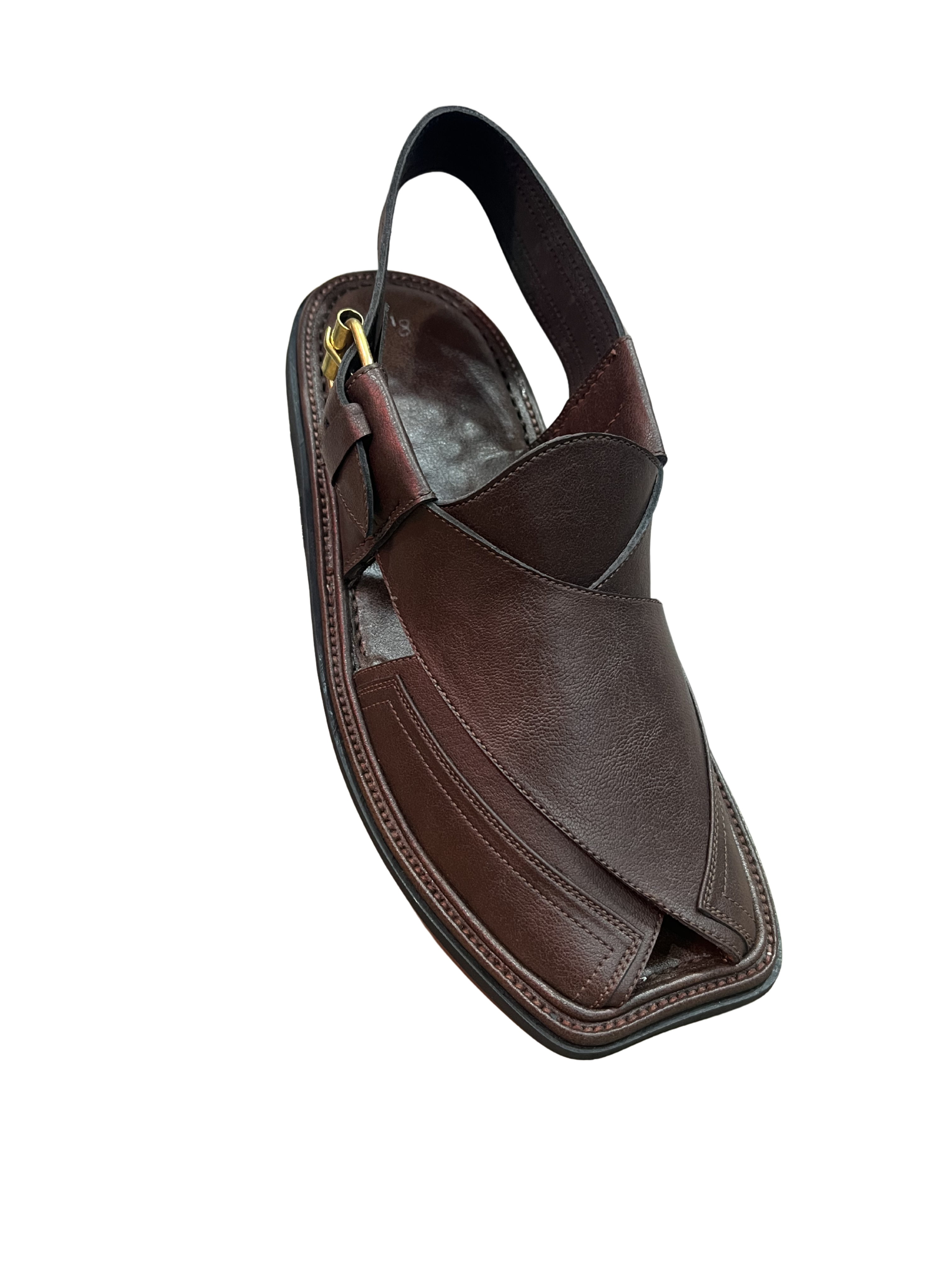 Royalfitters Dark Brown  Charsadda Chappal — Open Cross-Strap Leather