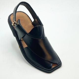 Black Traditional Premium Chappal — side view