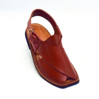 Burgundy Traditional Chappal — side view